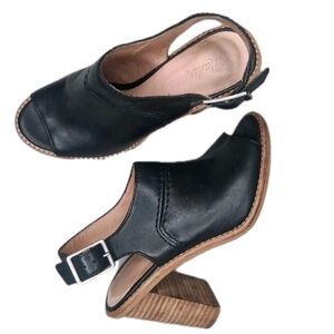 Madewell Women's The Marie Slingback Heel Block Black Leather Sz 6.5